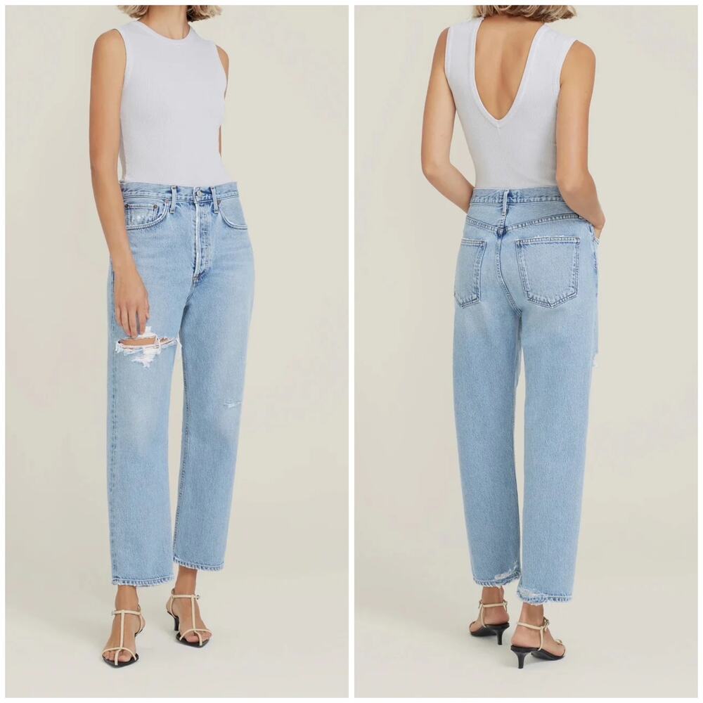 AGOLDE 90s Crop Jean Echo Wash Distressed
